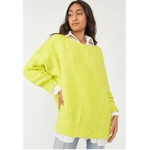 Free People Moira Slouchy Tunic Sweater Citron Yellow Oversized Small